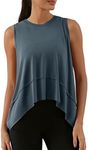 ODODOS Women's Modal Soft Sleeveless Crop Top Athletic Gym Workout Tee Cropped Yoga Tank, Dark Blue, Medium