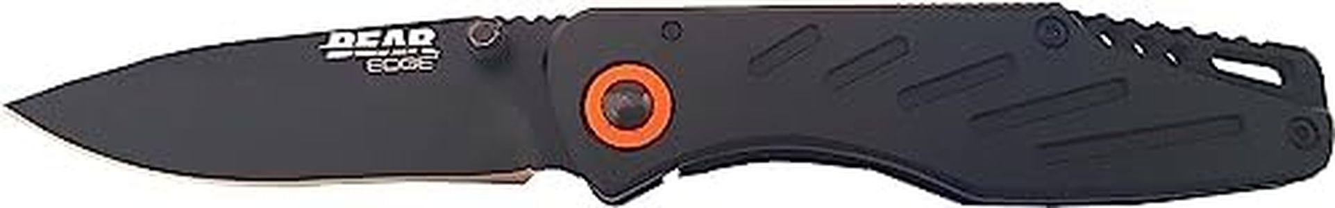 Bear & Son Bear Edge 3-3/8" Frame Lock Folding Pocket EDC Knife – 440 Stainless Steel Drop Point Blade – Compact Lightweight Manual Folder with Black Steel Handles & Pocket/Boot Clip (61104)