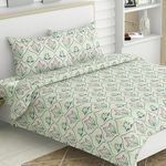 Haus and Kinder 100% Cotton Bedsheet for Double Bed | 186 TC Double Bed Queen Size Bed Sheet | Size 90 x 100 inches | 1 Bedsheet with 2 Pillow Covers | Green Blossom