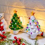 Brightown Ceramic Christmas Tree Night Light - 2 Pack Vintage Christmas Night Light with ON/Off Switch, 6" Decorative Ceramic Tree Light for Bedroom Bathroom Living Room Porch Xmas Holiday Decor