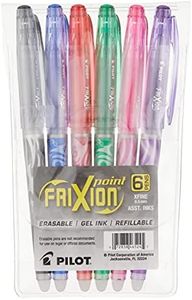 PILOT FriXion Point Erasable & Refillable Gel Ink Pens, Extra Fine Point, Black/Blue/Red/Green/Pink/Purple Inks, 6-Pack Pouch (46524)