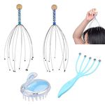 Scalp Massage Kit - 2x Scalp Scratcher, 1x Roller Ball Claw Massager and 1x Shampoo Massage Brush - Relaxes and Rejuvenates - Stimulates Blood Circulation - Keeps your Scalp Clean and Healthy