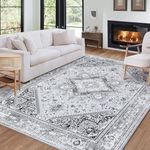 LuxFocus Machine Washable Tribal Area Rug, Soft Large Bedroom Rugs Dining Room Mat, Non-Slip Indoor Carpet for Living Room, Printed Non-Shed Office Rug for Apartment Proch Dorm,Grey 200x290cm