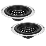 sourcing map Silicone Sink Strainer, 2Pcs Kitchen Sink Drain Strainer Stopper with Detachable Stainless Steel Edge 4.4" Diameter Rim, Black