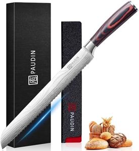 PAUDIN Brotmesser mit Wellenschliff 26 cm aus hochwertigem rostfreiem Edelstahl, extra scharfe Messerklinge mit ergonomischem Pakkaholzgriff