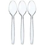 100 Clear Plastic Spoons | Heavy Duty Plastic Silverware Spoons | Fancy Plastic Cutlery | Elegant Disposable Spoons Pack | Bulk Disposable Flatware | Plastic Utensils Set | Nice Disposable Silverware