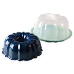 Nordic Ware Bundt Pan with Translucent Cake Keeper, Red