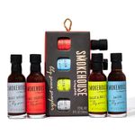 Smokehouse by Thoughtfully, Smokehouse Gourmet BBQ Sauce Sampler Set, Flavours Include Honey Chipotle, Smoky Bourbon, Sweet and Spicy, and Bacon BBQ Sauce, Pack of 4
