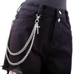 Pants Chain for Men Women Halloween Costumes Cross Jeans Chains Shorts Chains Goth Accessories Punk Hip Hop Wallet Chain Silver