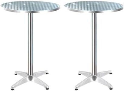 Gardeon 2pcs Outdoor Bar Table Furniture Adjustable Aluminium Cafe Table Round