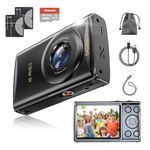 4K Digital Camera, Autofocus 64MP Vlogging Camera with 32G SD Card & 2 Large Batteries, 18X Zoom, Flash, Compact Portable Small Point and Shoot Digital Camera for Kids Student Teens Adult Beginner