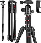 MACTREM 80" Camera Tripod, DSLR Tripod Heavy Duty for Travel, 360 ° Ball Head Professional Aluminum Tripod & Monopod with Carry Bag Compatible with Canon Nikon Binoculars Laser Telescope, 33lb Load