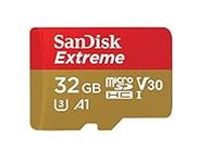 SanDisk Extreme 32 GB microSDHC Memory Card + SD Adapter with A1 App Performance + Rescue Pro Deluxe, Up to 100 MB/s, Class 10, UHS-I, U3, V30, Red/Gold