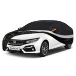 Holthly 10 Layers Car Cover Custom Fit for Honda Civic (1991-2024), Car Covers for Automobiles All Weather Waterproof Sun Snow Rain Wind Dust Protection, Outdoor Car Cover Black & Grey