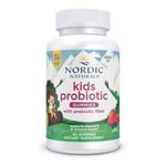 Nordic Naturals Kids Nordic Flora Probiotic Gummies With Prebiotics | 1.5 Billion Cfu Plus Prebiotic Fiber, Bacillus Coagulans | Prebiotic & Probiotic Supplement | Vegan Merry Berry Punch 60 Gummies