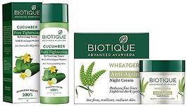 Biotique Bio Wheat Germ FIRMING FACE and BODY NIGHT CREAM For Normal To Dry Skin, 50G And Biotique Bio Cucumber Pore Tightening Toner, 120ml