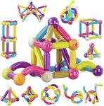 Contixo ST2 Kids Magnetic Stix Stick 68 PCs 3D Building Blocks STEM Construction Playboards Creativity, Imagination, Recreational, Educational for Children Toddler, 3+ Year Old Boys and Girls