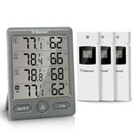 Geevon Wireless Thermometer Indoor Outdoor with 3 Remote Sensors, Thermometer Hygrometer Humidity Digital, Temperature and Humidity Meter with 200FT/60M Range (Grey)