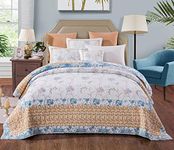 Tache Home Fashion Embroidered Floral Quilt Bedspread Set, Multicolor, Twin