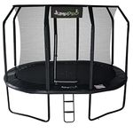 12ft x 8ft Jump PRO Xcel Oval Trampoline. Black Powder Coated Steel for Added Rust Protection. Strong Sturdy Frame Black Padding. High Specification with Safety Ladder for Additional Safety.