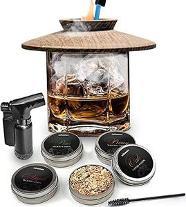 MikaMax Whiskey Smoker Set - Cocktail Smoker - Smoked Whiskey - Chips Whiskey - 4 Flavors - With Jet Lighter - Wood and Stainless Steel