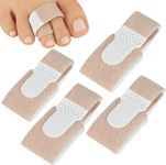 ViveSole Broken Toe Wrap (4 Pack) - Hammer Toe Corrector - Compression Cushion for Women, Men and Seniors - Reusable and Soft Big Crooked Toe Splint - Overlapping Pain Relief Separator Bandage
