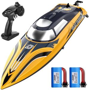 DEERC 14" schnelles RC-Boot mit LED, 30+ Minuten Fahrzeit, 20+ MPH, selbstaufrichtendes ferngesteuertes Speedboot für Pool&See, Krallen-Streifen-Lackierung, Sommer-Geschenk für Kinder und Erwachsene.