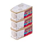 Kuber Industries (Pack of 3) Blouse Cover | Gola-Printed | Clothes Storage Bag | Wardrobe Organiser With Zipper | Side Transparent Blouse Organizer | Blouse Protector Bag | White