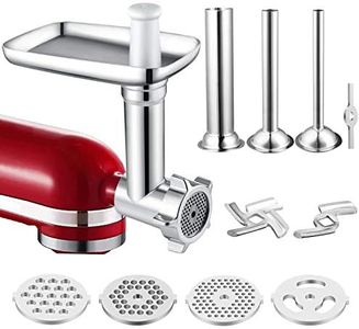 Meat Grinder Attachment for KitchenAid Stand Mixers, Accessories Included 3 Sausage Stuffer Tubes and 4 Grinding Plates, Metal Food Grinder Accessories by iVict