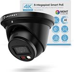 Amcrest 4K Night Color AI Turret IP PoE Camera 49ft Full Color Nightvision, Security IP Camera, Built-in Microphone, Human Detection, Perimeter Protection, 129° FOV, 4K@15fps IP8M-2779EB-AI (Black)