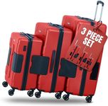 Tach V3 3-Piece Hardcase Connectable Luggage & Carryon Travel Bag Set | Rolling Suitcase with Patented Built-In Connecting System | Easily Link & Carry 9 Bags At Once (wine red)