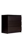 VIKI Engineered Wood Dresser With 3 Drawers, Chest Of 3 Drawers,Clothes Storage, Organizer Unit For Bedroom, Hallway, Entryway,Easy Pull Drawers, Width 80Cms, Dark Wenge Colour | 1 Year Warranty