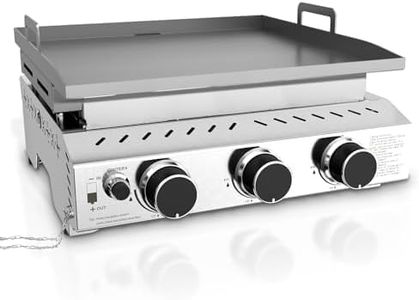 R.W.FLAME 3 Burner Tabletop Propane Griddle, 25" Stainless Steel, 24,000 BTU, Flat Top Grill for Outdoor BBQ, Camping & Patio