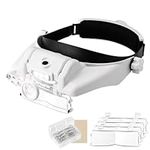 LED Head Magnifying Glasses Visor with Light Headband Magnifier Loupe Hands-Free for Close Work, Eyelash Extension, Sewing, Crafts, Reading, Repair, Jewelry(1.5X to 13.0X)