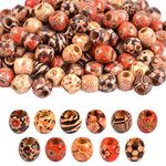 300pcs 12mm Natural Painted Wood Hair Beads Round Loose Wooden Bead for Jewelry Making DIY Macrame Rosary Bracelet Necklace Hair Crafts