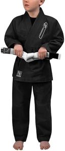 Hayabusa Essential Jiu Jitsu Gi Kids, Pearl Weave, Includes BJJ White Belt, IBJJF Compliant, Lightweight and Durable - Black, Y1