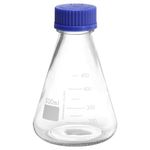 PATIKIL Erlenmeyer Flask, 500ml Narrow Mouth Graduated Flasks with Screw Cap Borosilicate Glass Flasks with Printed Graduation for Lab, Experiment, Chemistry, Science Study