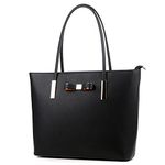Wedmay Womens Designer Black Large Tote Bag for Laptop Travel Shoulder School Handbag (Black)