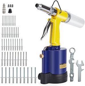 RZX Pneumatic Tool Air Riveter - 3/32", 1/8", 5/32", 3/16" and 1/4" Capacity with 50pcs Open End Blind Rivet (1)