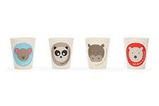 Red Rover Bamboo Animal Kids Drinking Cups, Set of 4, 8 oz, Koala, Panda, Hippo, Polar Bear