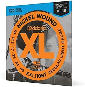 D'Addario Guitar Strings - XL Nickel Electric Guitar Strings - EXL110BT - Perfect Intonation, Consistent Feel, Reliable Durability - For 6 String Guitars - 10-46 Regular Light Balanced Tension