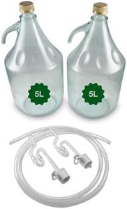 Glass Demijohn Set with Screw Cap - 2 x 5L Natural Carboys for Wine & Mead Making Kit with Airlock, Bung - Complete Demijohns Wine Making Kit, Including Syphon Tube. Set by MYPURECORE