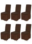 Amazon Brand - Umi Stretchy Easy Fitted Dining Chair Cover Slipcovers with Skirt, Removable Washable Anti-Dirty Furniture Protector for Kids Pets Home Ceremony Banquet, Pack of 6, Brown/Dark Brown