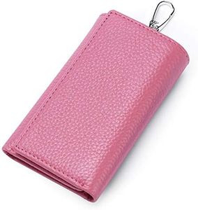 RuoFeng Keychain Key Holder Ring with 6 Hooks Snap Closure (Pink)