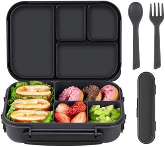 Amathley Lunch Box Kids,Bento Box Adult Lunch Box,Leakproof Lunch Containers for Adults/Kids/Toddler,1200ML-4 Compartments bento Lunch Box with Utensil,Microwave & Dishwasher Safe(Dark Gray)