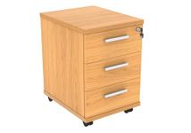 Office Hippo Essentials Heavy Duty Unit, Mobile Storage Cabinet, Featuring 3 Lockable Drawers, Suitable for Commercial Office, Home and Classroom, Wood, Norwegian Beech, 40.4 x 50 x 59.5 cm