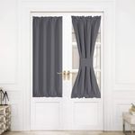 NICETOWN Blackout Curtains 64 inch Long, Thermal Insulated Privacy Classroom Door Curtain for Front Back Door, French Door Curtain for Sliding Door/Closet/Patio (Grey, 1 Panel, 30" W x 64" L)