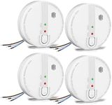 Jemay Wired Smoke Alarm, Interlinked Fire Alarm with LED Indicator and Silence Button, 10-Year Life Smoke Detector with 9V Battery Backup, Mains-powered, Conforms to EN14604 Standard, 4 Pack
