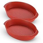 Bruntmor Oval Baking Dish Set for Oven, Durable & Versatile - Ceramic Serving Dishes - Oven Safe Au Gratin Baking Dishes - Ideal for Any Occasions - Housewarming Gift - Set of 2