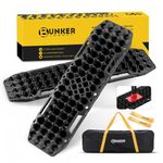 Recovery Traction Boards- BUNKER INDUST Offroad Traction Mat Track Tire Ladder Black Traction Tracks with Jack Base for Sand Mud Snow, Pack of 2